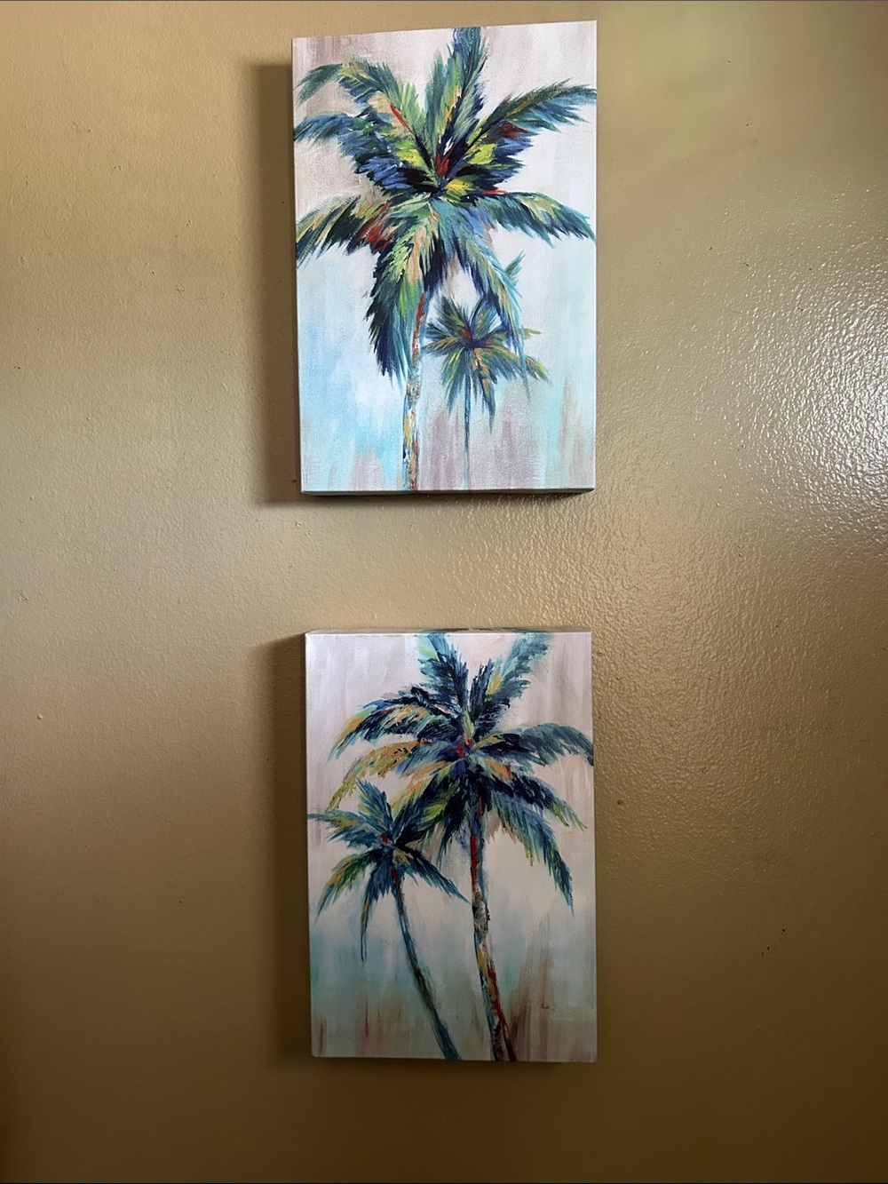 Tropical Palm Canvas Wall Art Set - Blue & Green Palms